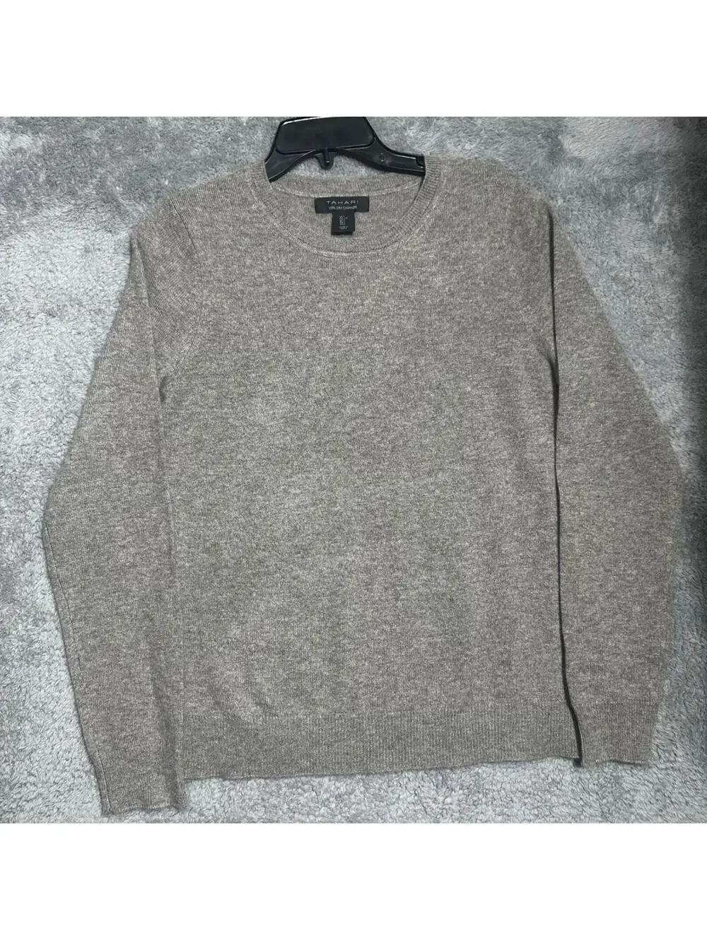 Tahari Tan Crewneck Sweater Classic Knit